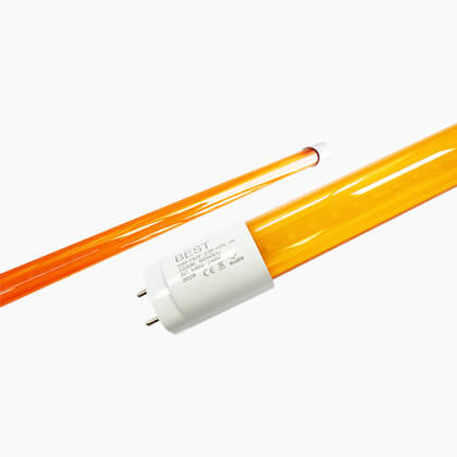 No UV T8 2F yellow LED tube AC mains/ECG compatible