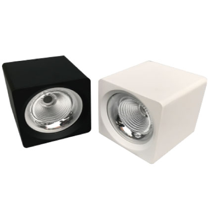 Square surface mounted downlight