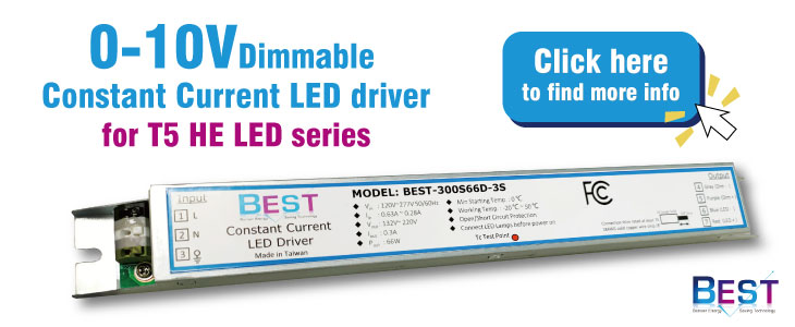 0-10V Dimmable Constant Current LED drivers for T5 HE LED series - Click here to find more info